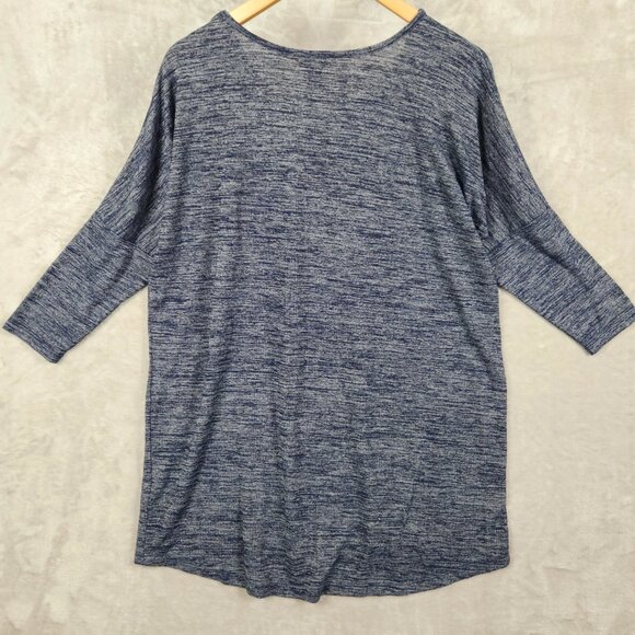 NATURAL REFLECTIONS Top Oversized Heather Navy Blue Pullover Womens Size L - Picture 2 of 8